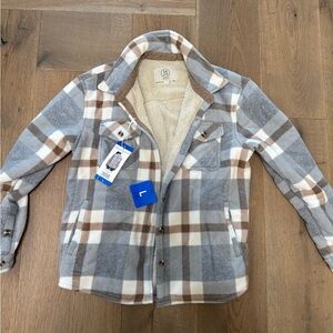 Sage Collective Women's Plaid Jacket in Gray and Brown